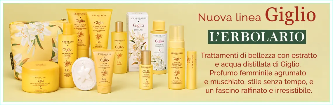 Nuova linea Giglio L'Erbolario, trattamenti di bellezza con estratto e acqua distillata di Giglio: profumo femminile agrumato e muschiato, stile senza tempo, e un fascino raffinato e irresistibile.