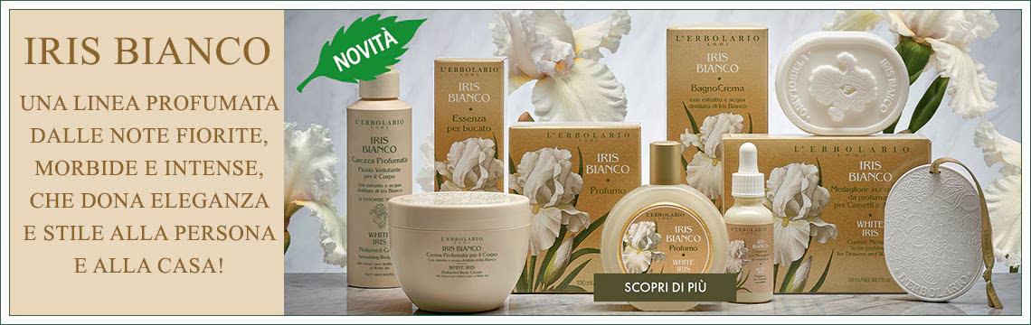 La linea cosmetica Iris Bianco L'Erbolario  una collezione profumata dalle note fiorite, morbide e intense, con un tocco speziato in chiusura. Una fragranza perfetta per la persona e per la casa.