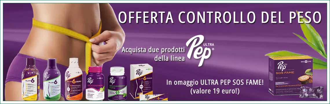 Offerta Controllo del Peso Corporeo Bios Line: acquista 2 prodotti della linea UltraPep, in omaggio ULTRA PEP SOS FAME (valore 19 euro)!