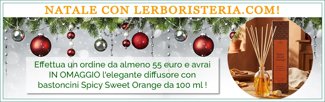 Effettua un ordine da almeno 55 euro e avrai in omaggio l'elegante diffusore con bastoncini Spicy Sweet Orange da 100 ml!