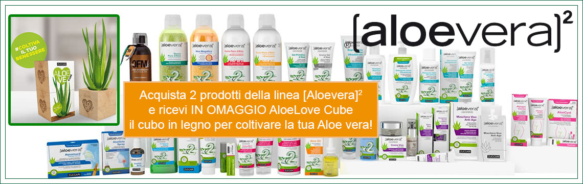 Acquista 2 prodotti della linea AloeVera2 e ricevi in omaggio AloeLove Cube, il cubo in legno per coltivare la tua Aloe vera!