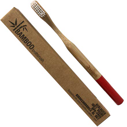 Bamboo Toothbrush Spazzolino da Denti EcoBio in Bamboo Hard Rosso