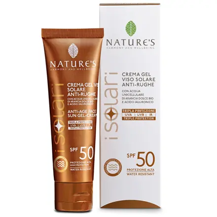 I Solari Crema Gel Solare Viso Antirughe SPF50 Protezione Alta