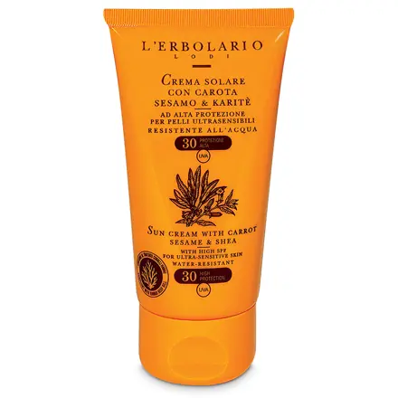 Crema Solare Carota Sesamo Karit Pelli Ultrasensibili SPF30 Protezione Alta Travel Size