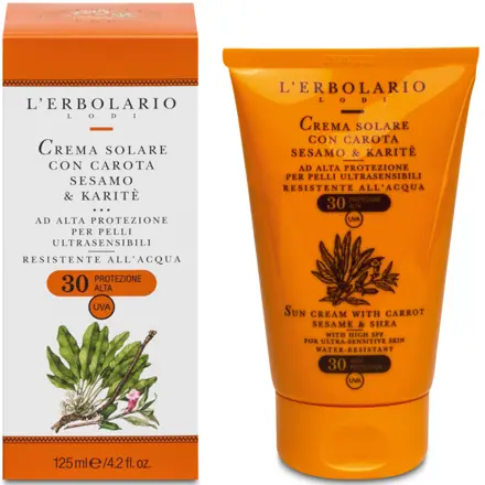 Crema Solare Carota Sesamo Karit Pelli Ultrasensibili SPF30 Protezione Alta