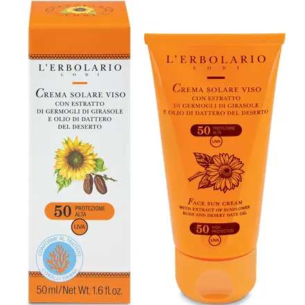 Crema Solare Viso con Germogli di Girasole e Olio di Dattero del Deserto SPF 50 Protezione Alta