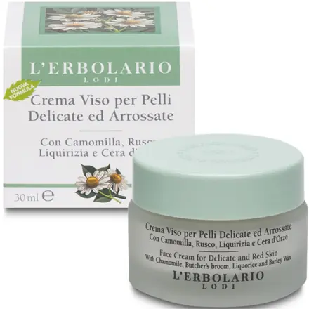 Crema Viso per Pelli Delicate e Arrossate con Camomilla Rusco Liquirizia e Cera d'Orzo