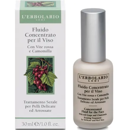 Fluido Concentrato Viso Trattamento Serale per Pelli Delicate e Arrossate con Vite Rossa e Camomilla