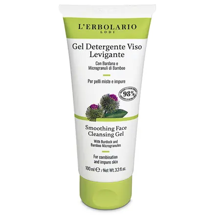 Gel Detergente Viso Levigante per Pelli Miste e Impure con Bardana e Microgranuli di Bamboo