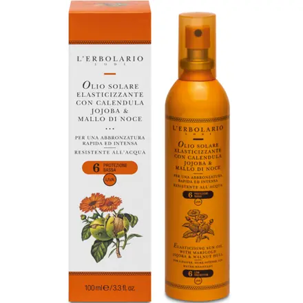 Olio Solare Elasticizzante con Calendula, Jojoba e Mallo di Noce SPF 6 Protezione Bassa