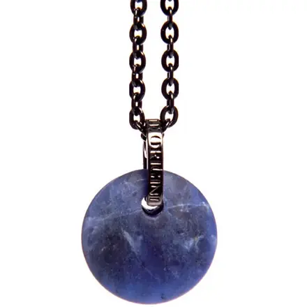 Sodalite Effetto Satinato Pendente con Catena - Elemento Acqua