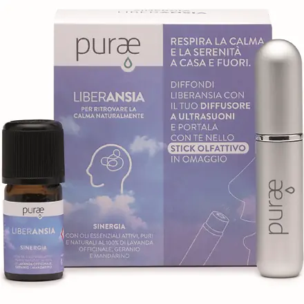 Liberansia Sinergia di Oli Essenziali Puri per Aromaterapia Kit con Stick Olfattivo