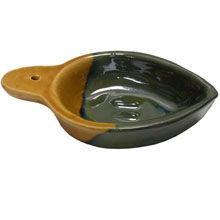 Brucia Incenso Ceramica Artigianale Sarda con Foro per Bastoncini Verde e Giallo Ocra