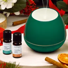 Kit Aria di Festa con Diffusore a Ultrasuoni USB Ghianda Verde e 2 Oli Essenziali Bio