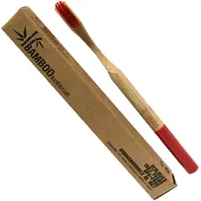 Bamboo Toothbrush Spazzolino da Denti EcoBio in Bamboo Soft Rosso