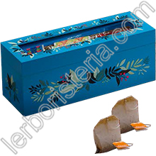Cofanetto in Legno Blu 3 Scomparti con Infusi alla Frutta Bio Tisa'lis