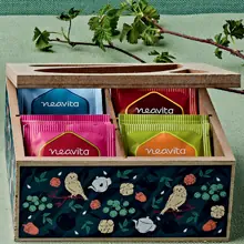 Cofanetto in Legno Verde 4 Scomparti con Infusi e Tisane Bio