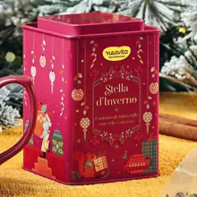 Square Tin Rosso di Natale con Infuso Stella d'Inverno