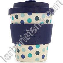 Ecoffee Cup Ecotazza Bambù Biodegradabile Blue Polka