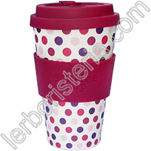Ecoffee Cup Ecotazza Bambù Biodegradabile Pink Polka