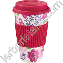 Ecotazza Bambù Biodegradabile Rossa Fiori