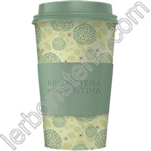 Mandala Cup Ecotazza Bambù Biodegradabile Fantasia Ocra e Verde